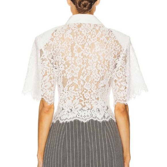 Helsa The Lace Shirt With Shoulder Pad - Picture 4 of 12